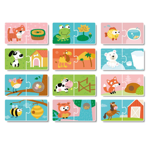 DUO PUZZLE - UNDE TRAIESC ANIMALELE? (2 PIESE) - DODO (DO300117)