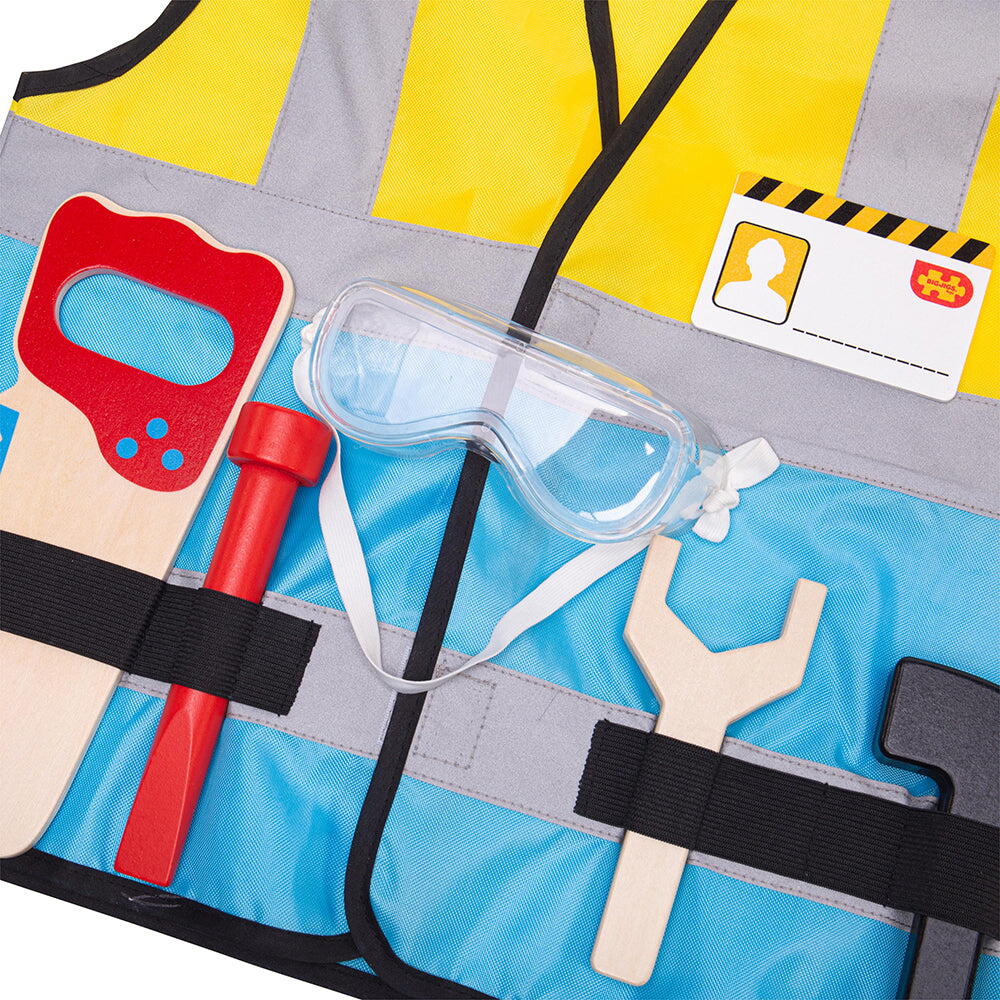 SET COSTUM SI ACCESORII CONSTRUCTOR PENTRU COPII - BIGJIGS TOYS (34067)