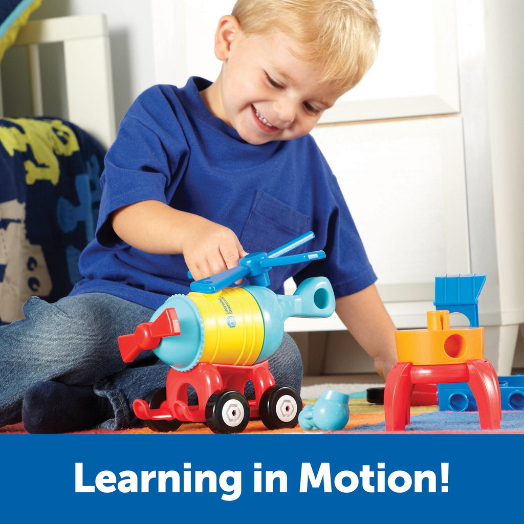 HAI SA CONSTRUIM - 1-2-3 RACHETA -TREN - ELICOPTER - LEARNING RESOURCES (LER2859)