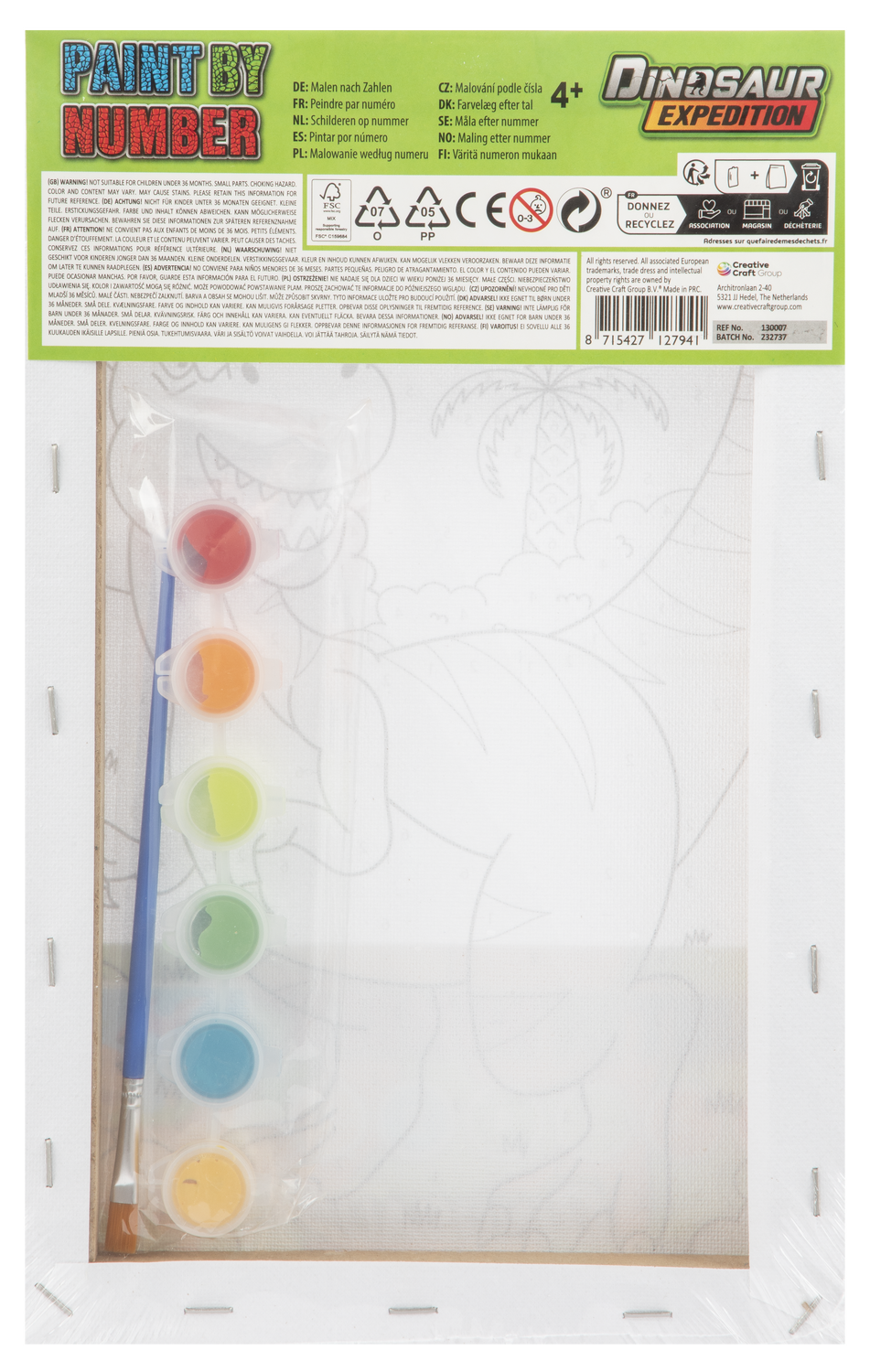 PAINTING BY NUMBERS - CHEERFUL DINOSAUR - GRAFIX (130007-1)