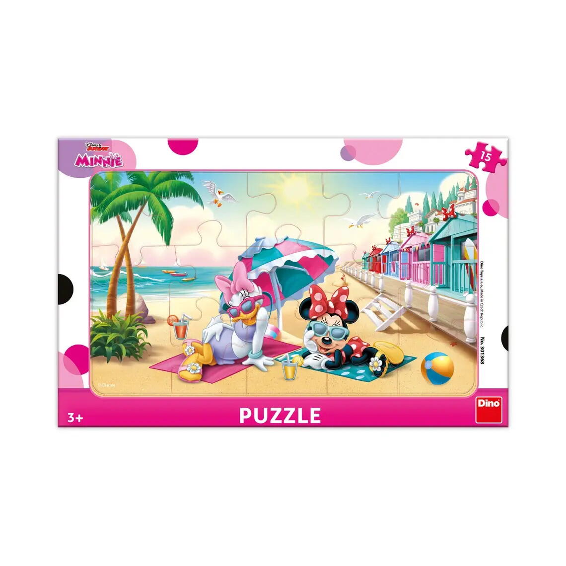 PUZZLE CU RAMA - MINNIE SI DAISY LA PLAJA (15 PIESE) - DINO (301368)