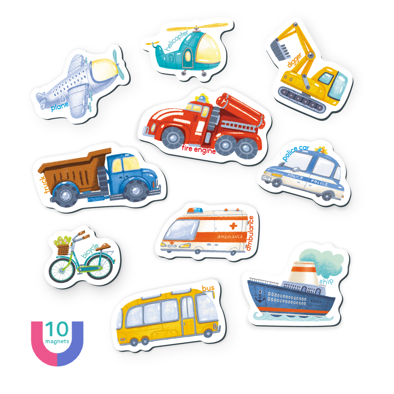 SET MAGNETIC - INVAT MIJLOACELE DE TRANSPORT IN LB. ENGLEZA - DODO (DO200266)