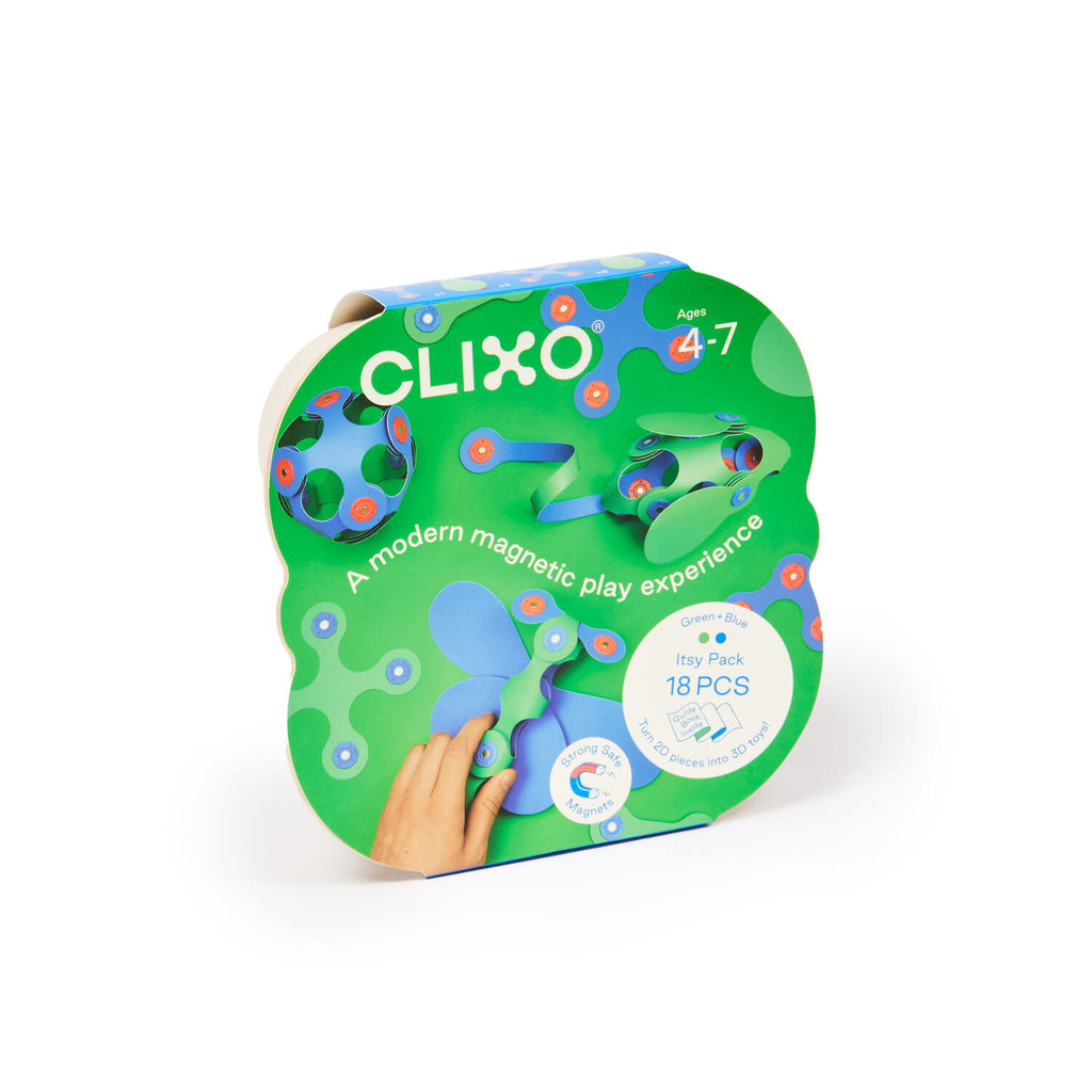 CLIXO® MAGNETIC BUILDING TOY - ITSY BLUE &amp; GREEN (18 PIECES) - CLIXO (CL-ITSY-BG-1)