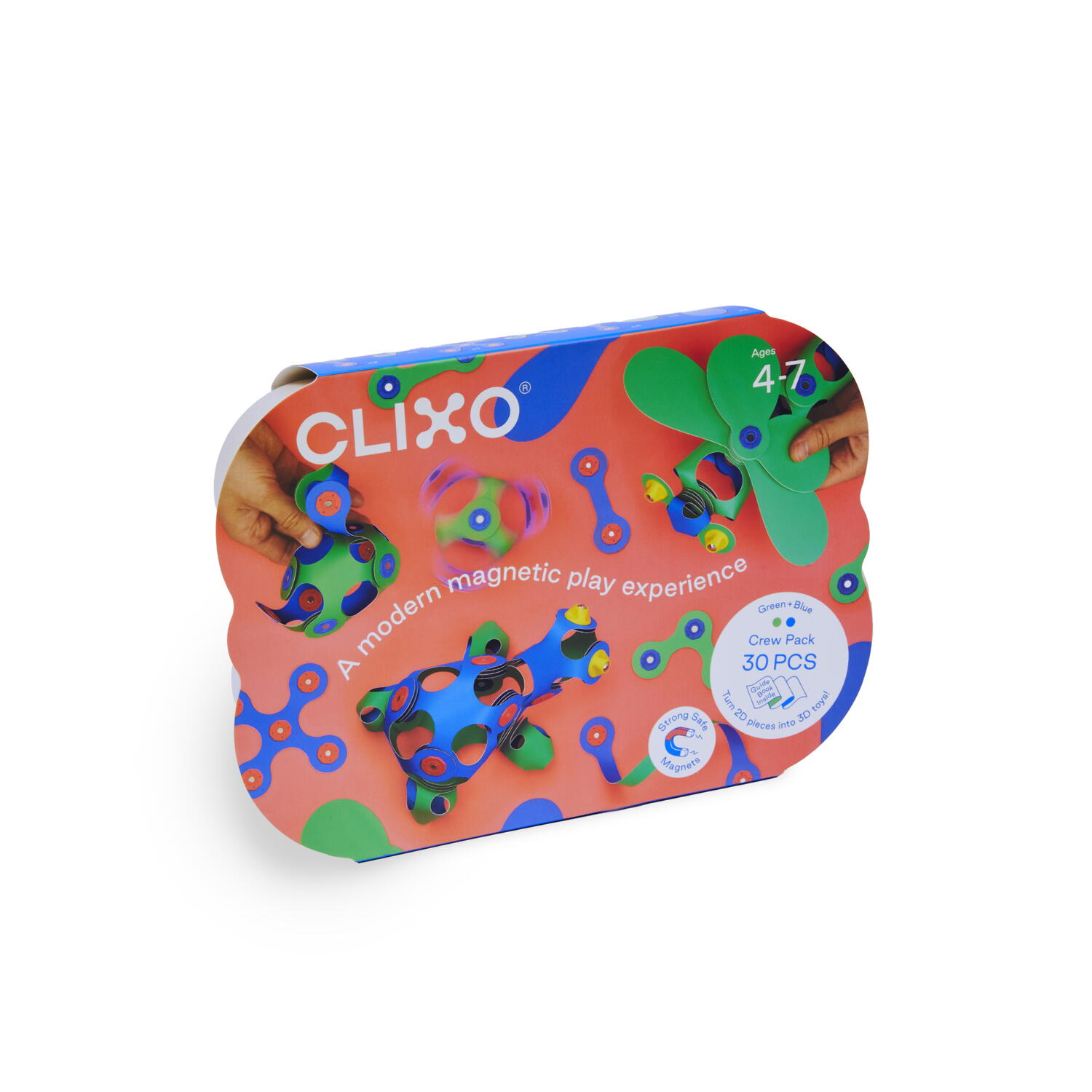 CLIXO® MAGNETIC BUILDING TOY - CREW BLUE &amp; GREEN (30 PIECES) - CLIXO (CL-CREW-BG-1)