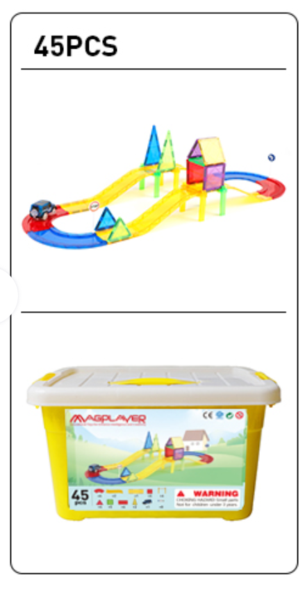 SET DE CONSTRUCTIE MAGNETIC 3D - CIRCUIT MASINUTE (45 PIESE) - MAGPLAYER (HM96089-UK) - Libelula Vesela - Jucarii