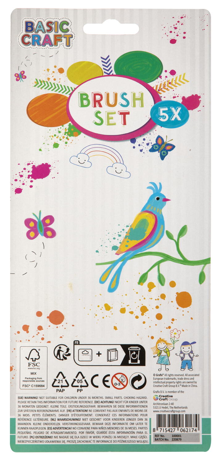 SET OF 5 PAINTING BRUSHES - GRAFIX (100001)