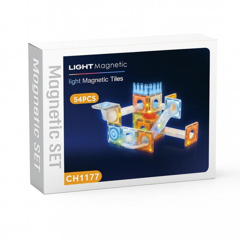 LABIRINTUL MEU MAGNETIC CU LUMINI - 54 PIESE (7.5 CM) - BUFNITEL (CH1177)