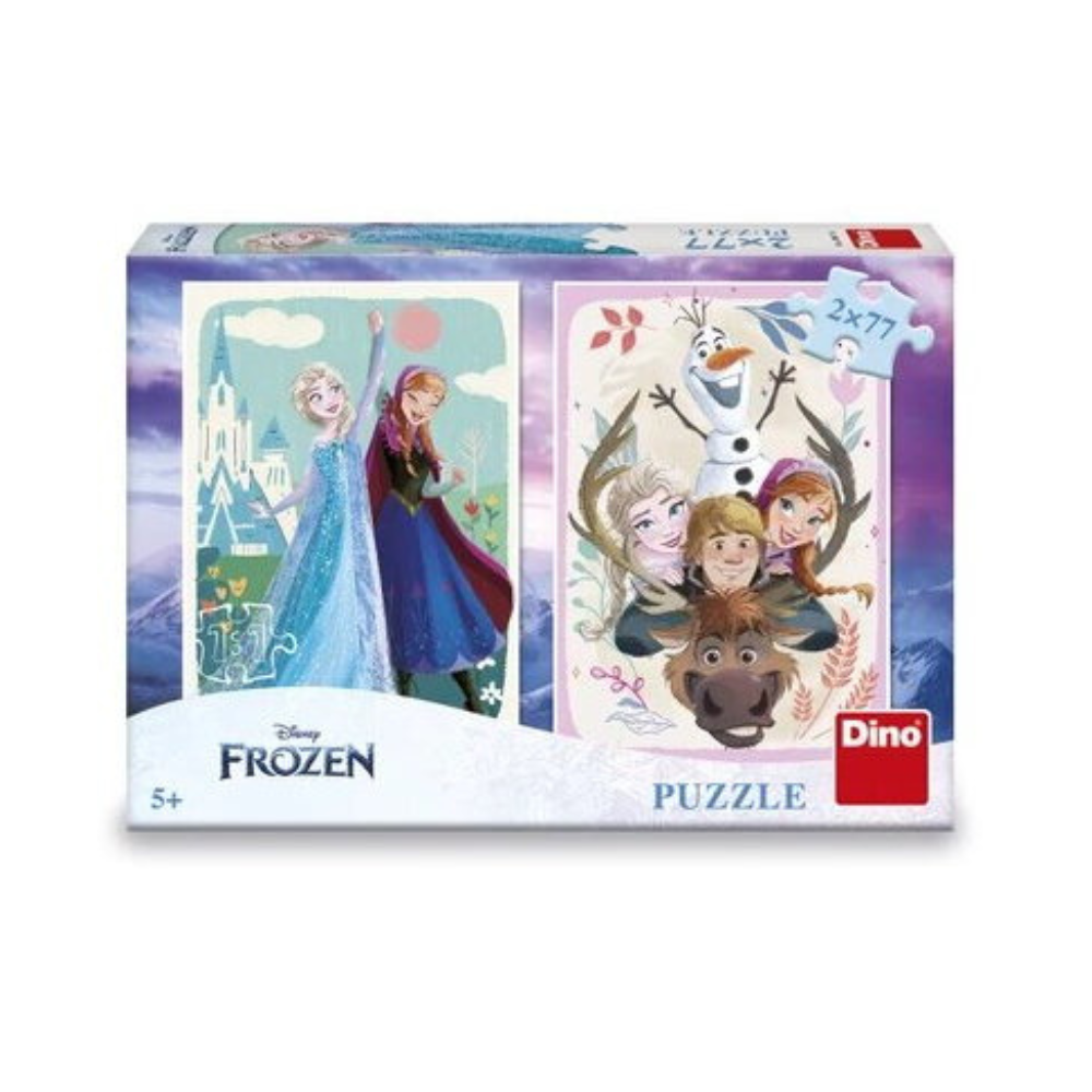 PUZZLE 2 IN 1 - ANNA SI ELSA (2 X 77 PIESE) - DINO (386198)