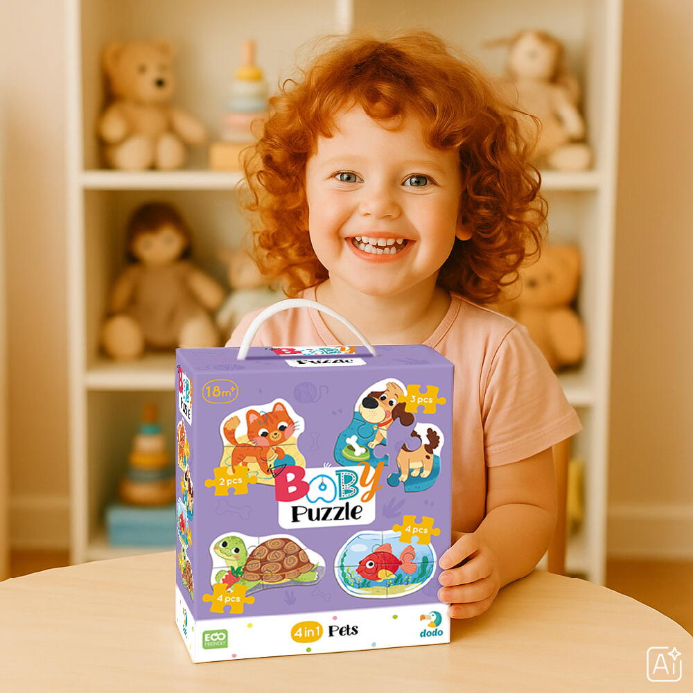 PUZZLE 4 IN 1 - ANIMALE DE COMPANIE (2, 3, 4 PIESE) - DODO (DO300688)