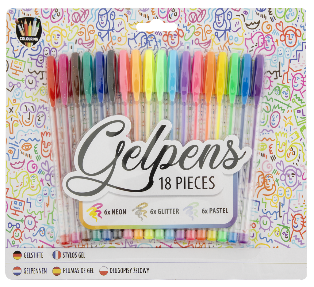 SET OF 18 GEL PENS - GRAFIX (150025)