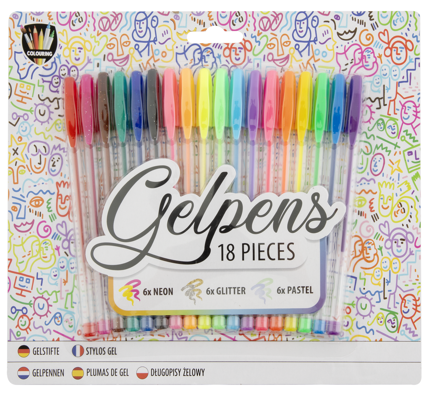 SET OF 18 GEL PENS - GRAFIX (150025)