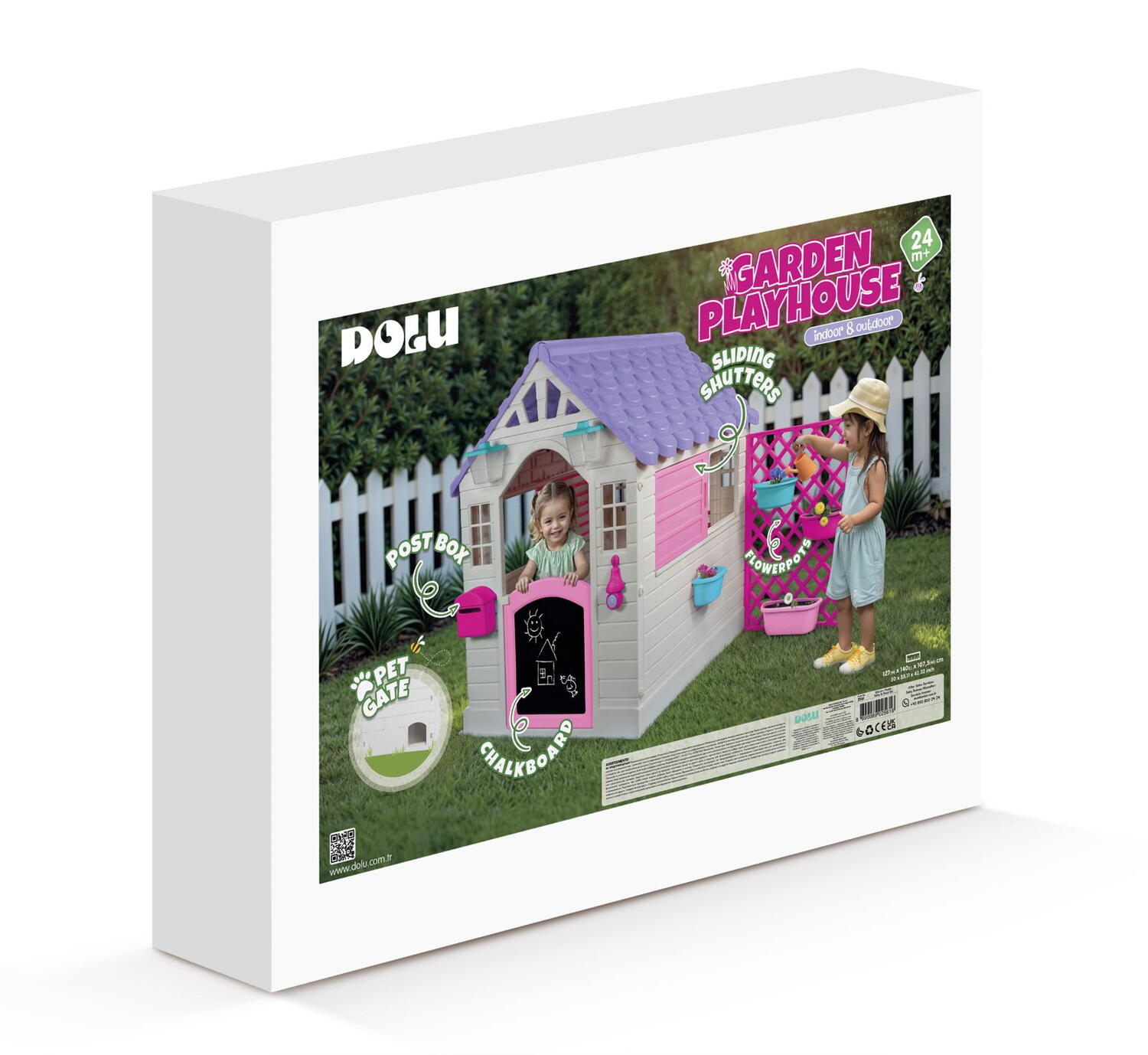 CASUTA DELUXE PENTRU COPII - ALB & ROZ - DOLU (D2582)
