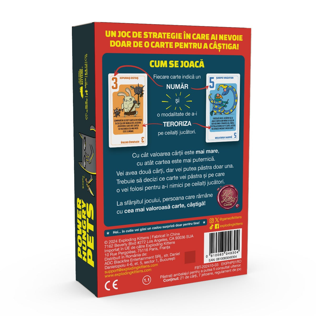 JOC DE SOCIETATE POWER HUNGRY PETS, LIMBA ROMANA - EXPLODING KITTENS (EKIPHP01RO)