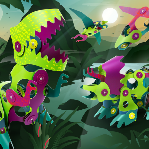 CLIXO® JOC MAGNETIC DE CONSTRUIT - AVENTURI CU DINOZAURI (36 PIESE) - CLIXO (CL-DINO-AD-1)