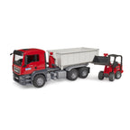 MAN TGS TRUCK WITH ROLL OFF CONTAINER AND COMPACT LOADER SCHAFFER - BRUDER (BR03767)