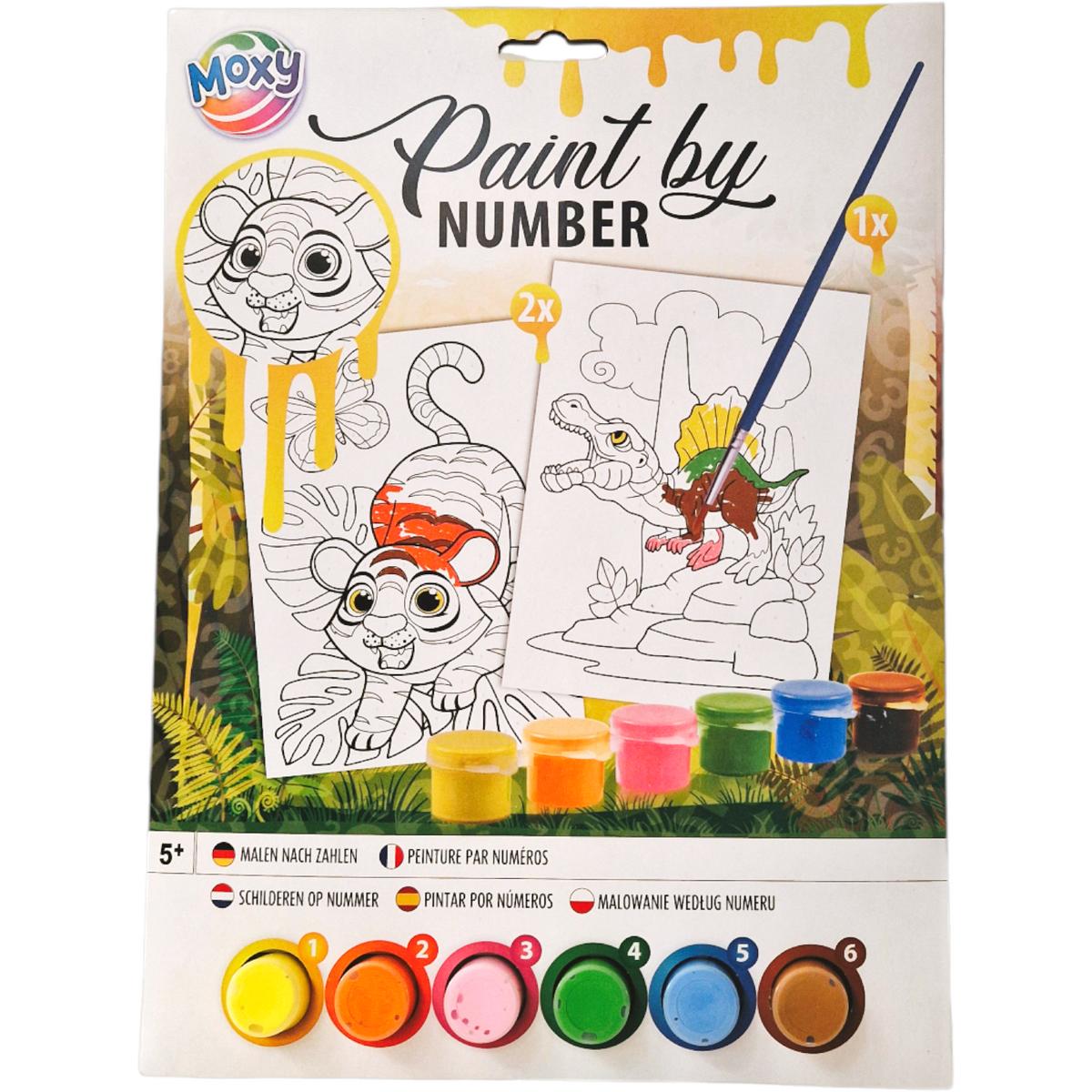 SET PICTURA PE NUMERE - TIGRU & DINOZAUR - MOXY (150057-2)