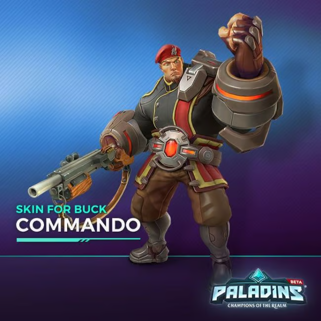 PALADINS - BUCK HERO + COMMANDO SKIN - PC - OFFICIAL WEBSITE - MULTILANGUAGE - WORLDWIDE - Libelula Vesela - Jocuri video