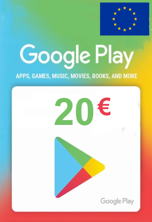 GOOGLE PLAY GIFT CARD 20 EUR - OFFICIAL WEBSITE - MULTILANGUAGE - EU - Libelula Vesela - Jocuri video