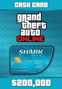 GRAND THEFT AUTO ONLINE - $200,000 TIGER SHARK CASH CARD - ROCKSTAR SOCIAL CLUB - PC - WORLDWIDE - MULTILANGUAGE - Libelula Vesela - Jocuri video