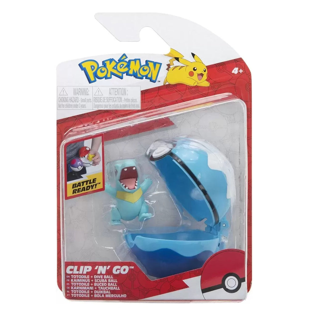 POKEMON - SET 2 FIGURINE CLIP N GO, TOTODILE & DIVE BALL W10 - JAZWARES (PKW2651)