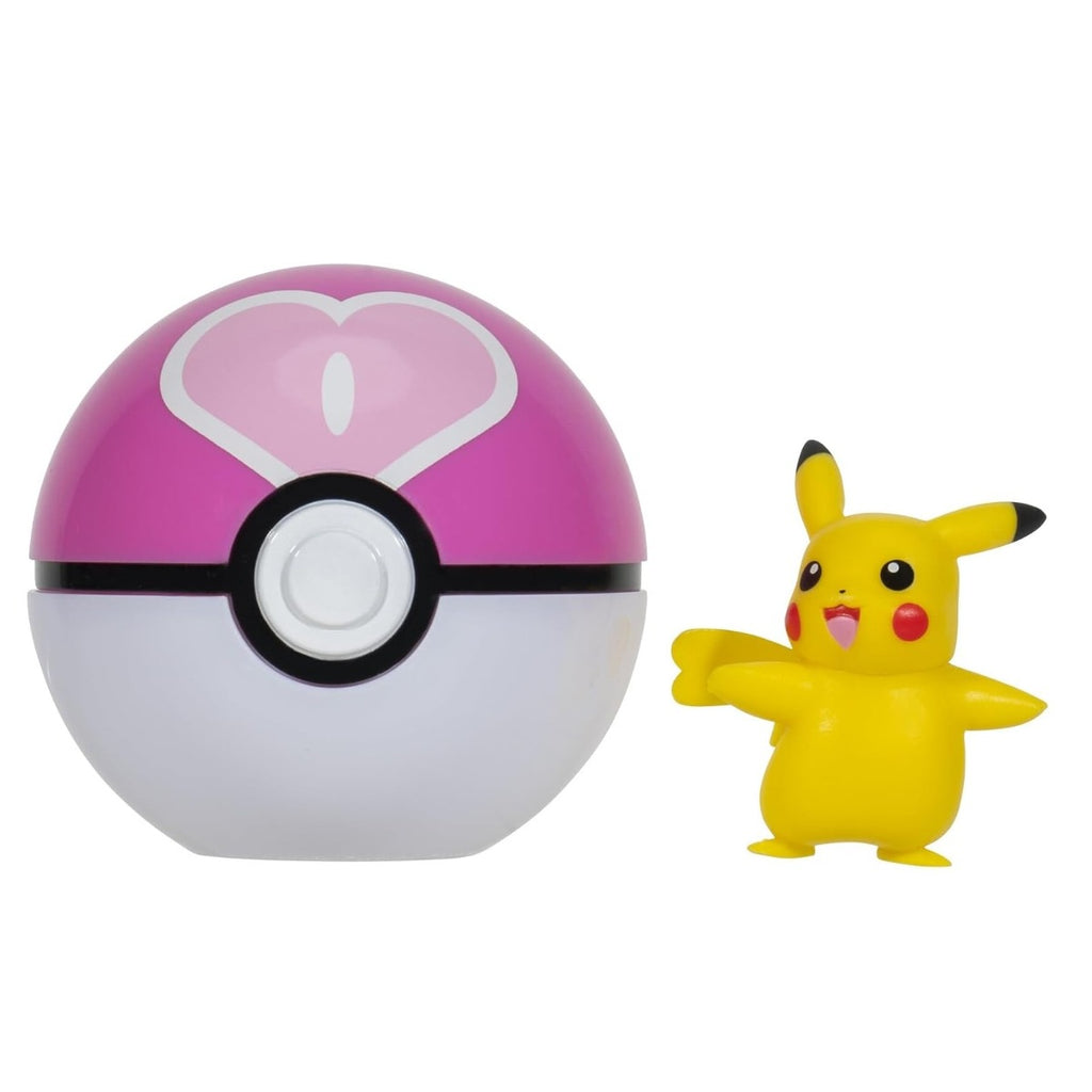 POKEMON - SET 2 FIGURINE CLIP N GO, PIKACHU (FEMALE) WITH LOVE BALL W19 - JAZWARES (PKW3638)