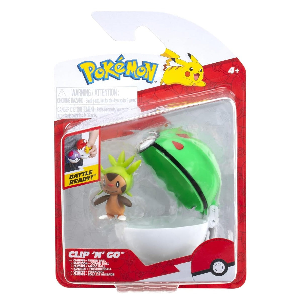 POKEMON - SET 2 FIGURINE CLIP N GO, CHESPIN WITH FRIEND BALL W19 - JAZWARES (PKW3641)