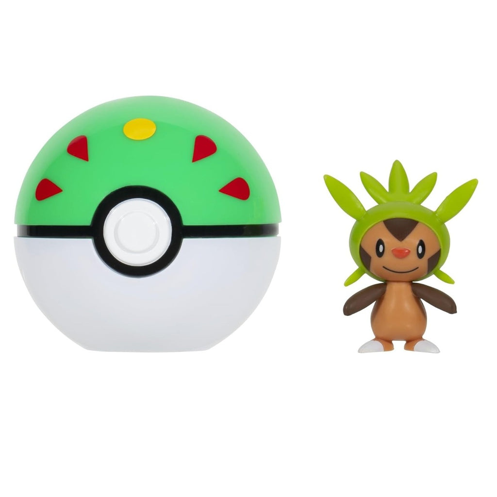 POKEMON - SET 2 FIGURINE CLIP N GO, CHESPIN WITH FRIEND BALL W19 - JAZWARES (PKW3641)