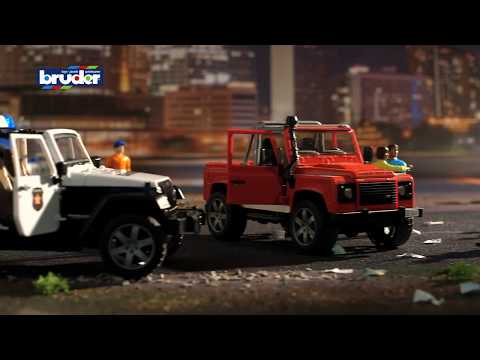 JEEP WRANGLER UNLIMITED RUBICON DE POLITIE CU SIRENA SI FIGURINA - BRUDER (02526)