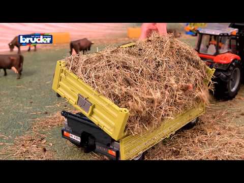 FLIEGL TIPPER TRAILER WITH THREE HORSES AND REMOVABLE TOP - BRUDER (BR02203)