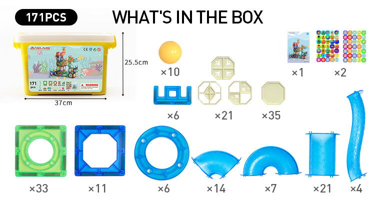 SET DE CONSTRUCTIE MAGNETIC - MARBLE RUN (171 PIESE) - MAGPLAYER (MPL-171) - Libelula Vesela - Jucarii