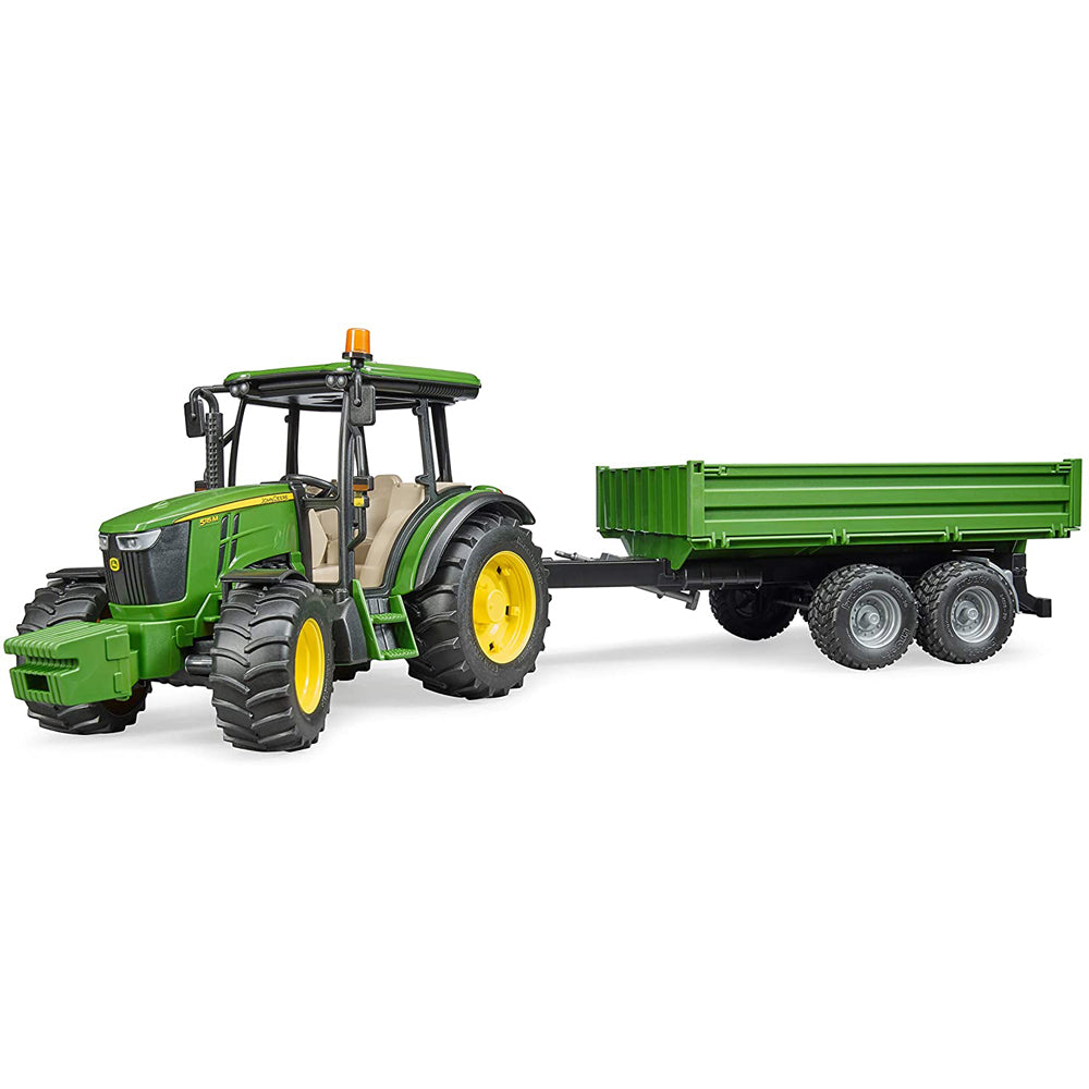 TRACTOR JOHN DEERE 5115M CU REMORCA BASCULABILA - BRUDER (02108) - Libelula Vesela - Jucarii