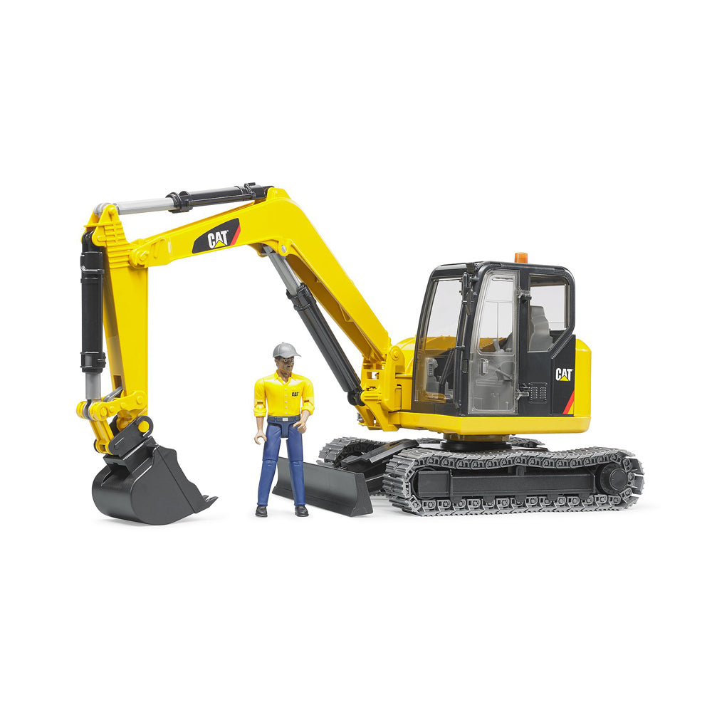 MINI EXCAVATOR CAT CU MUNCITOR - BRUDER (02466) - Libelula Vesela - Jucarii