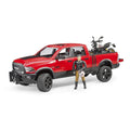 MASINA DE TEREN RAM 2500 CU MOTOCICLETA SCRAMBLER DUCATI DESERT SI SOFER - BRUDER (02502) - Libelula Vesela - Jucarii