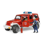 JEEP WRANGLER UNLIMITED RUBICON DE POMPIERI CU FIGURINA - BRUDER (BR02528) - Libelula Vesela - Jucarii