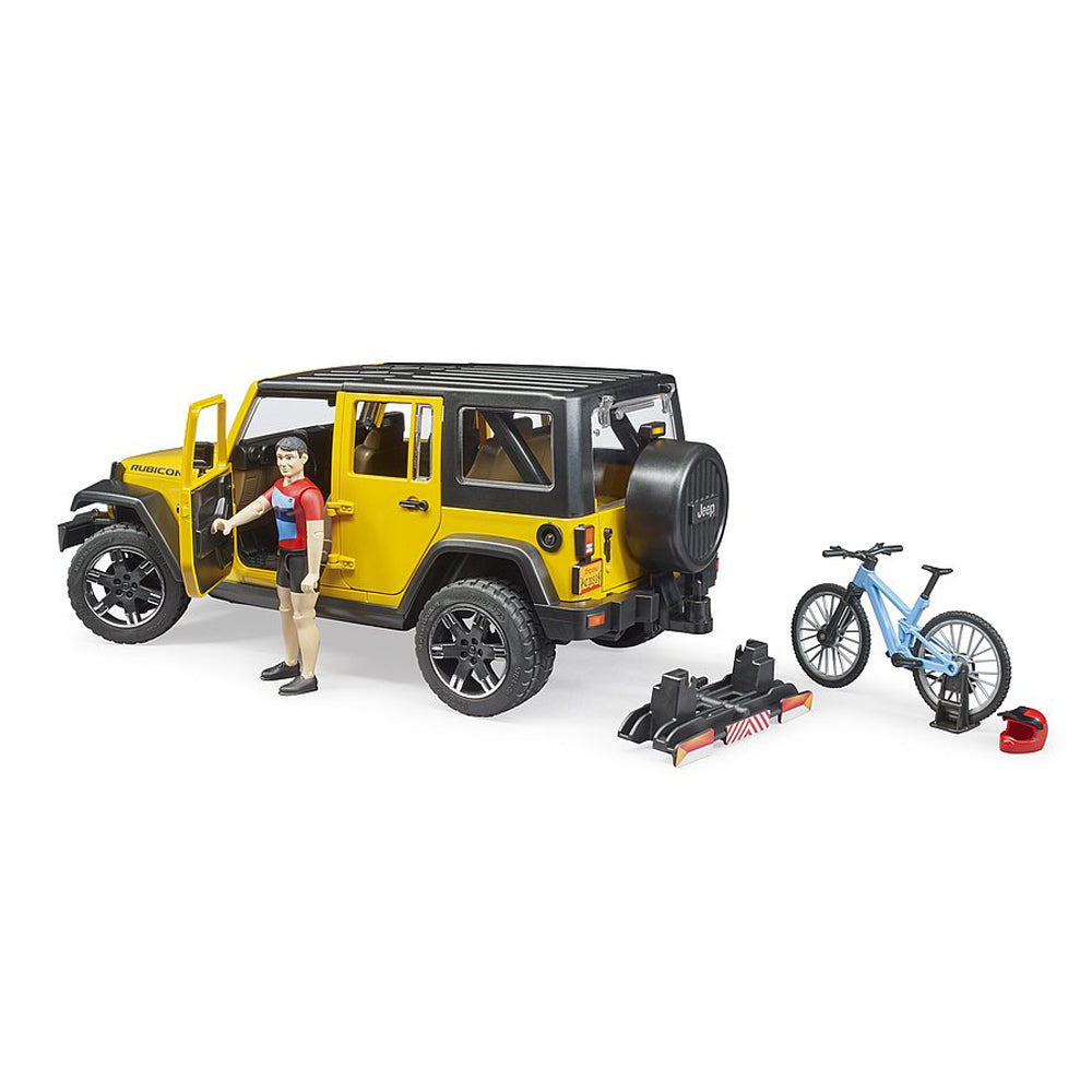 JEEP WRANGLER UNLIMITED RUBICON CU BICICLETA SI CICLIST - BRUDER (02543) - Libelula Vesela - Jucarii
