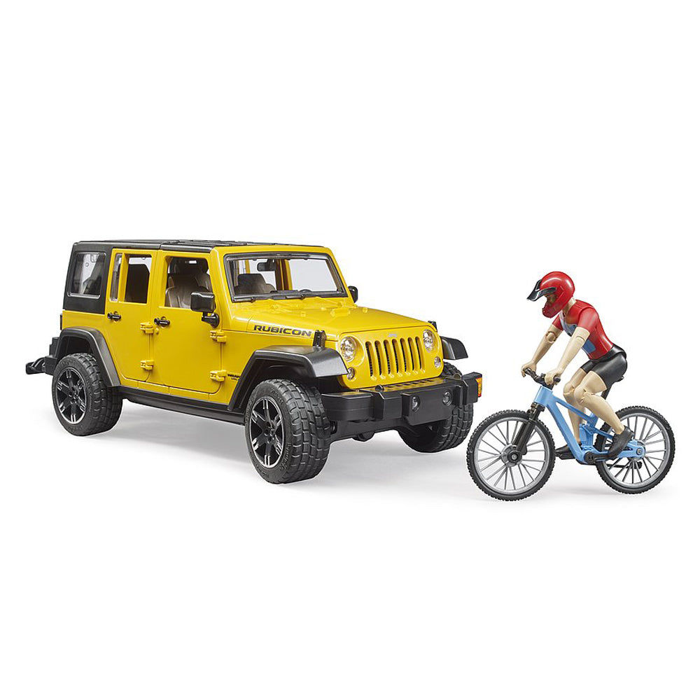 JEEP WRANGLER UNLIMITED RUBICON CU BICICLETA SI CICLIST - BRUDER (02543) - Libelula Vesela - Jucarii