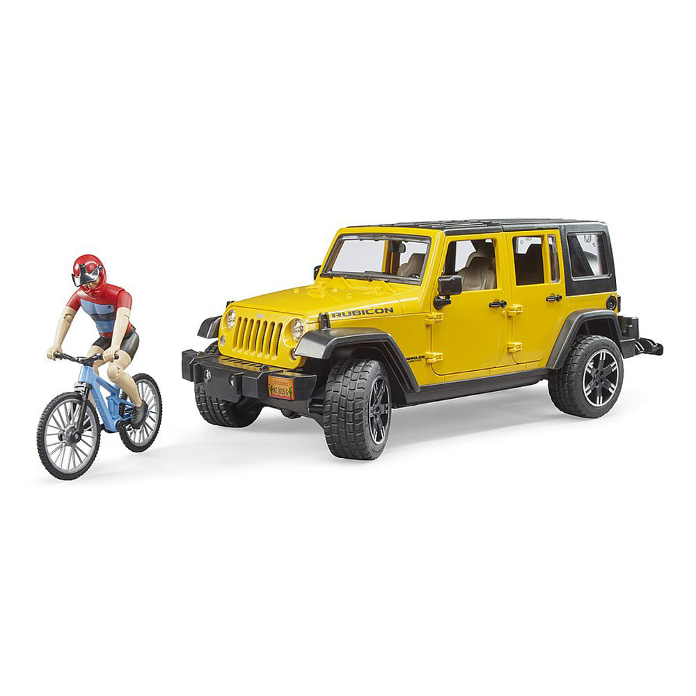 JEEP WRANGLER UNLIMITED RUBICON CU BICICLETA SI CICLIST - BRUDER (02543) - Libelula Vesela - Jucarii