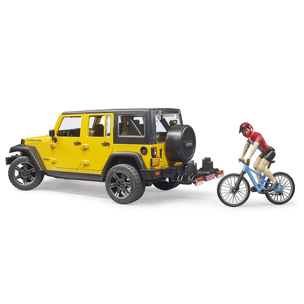 JEEP WRANGLER UNLIMITED RUBICON CU BICICLETA SI CICLIST - BRUDER (02543) - Libelula Vesela - Jucarii