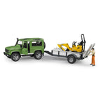 MASINA DE TEREN LAND ROVER DEFENDER CU REMORCA SI MICRO EXCAVATOR JCB CU MUNCITOR - BRUDER (BR02593) - Libelula Vesela - Jucarii