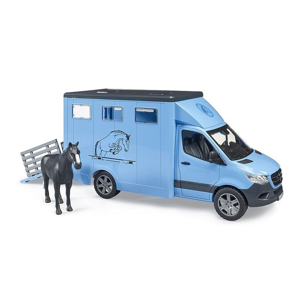 BRUDER - TRANSPORTOR DE ANIMALE MERCEDES BENZ CU UN CAL - BRUDER (BR02674) - Libelula Vesela - Jucarii