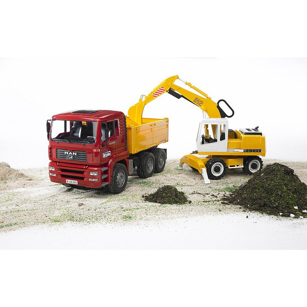 CAMION MAN TGA SI EXCAVATOR LIEBHERR - BRUDER (02751) - Libelula Vesela - Jucarii