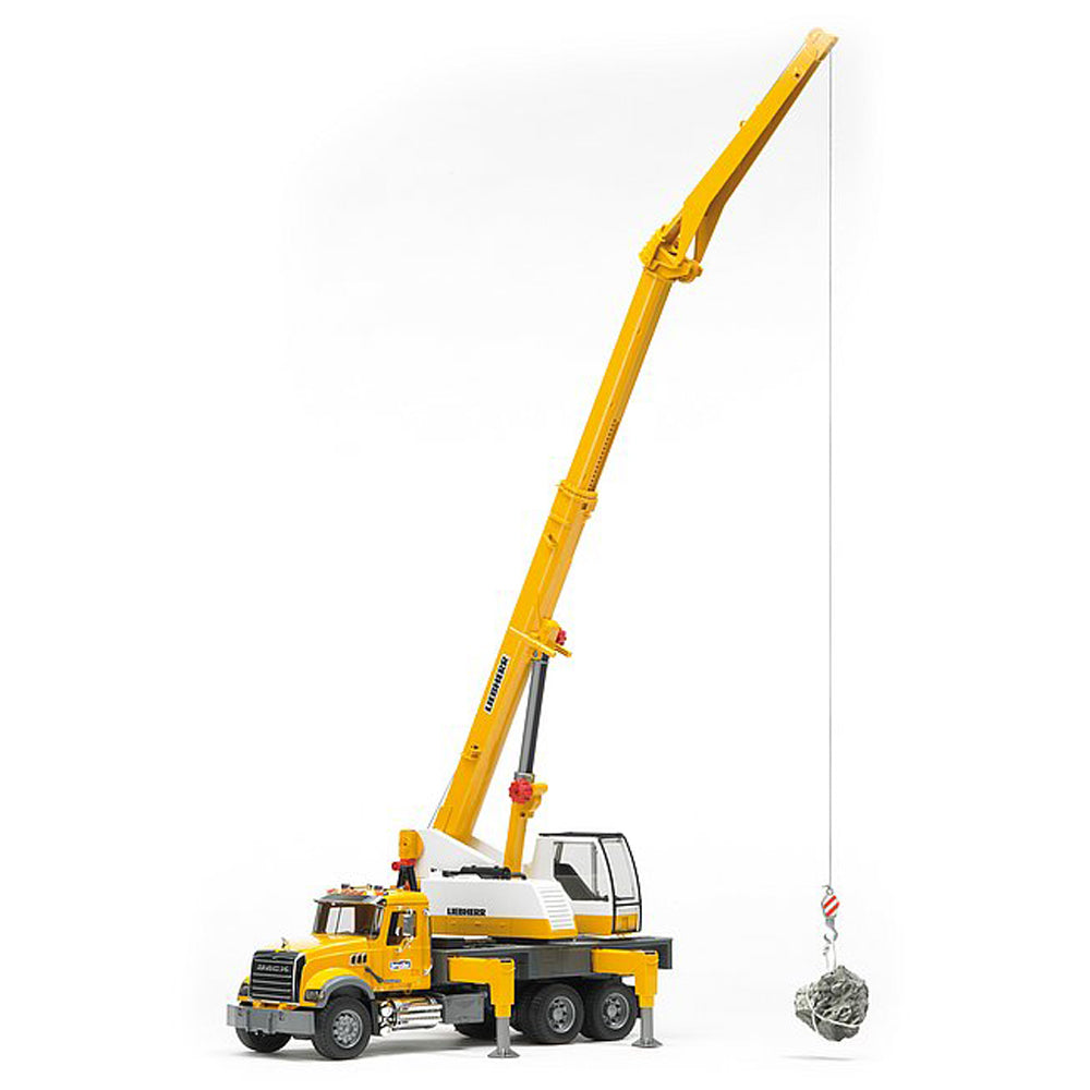 CAMION MACK GRANITE LIEBHERR CU MACARA - BRUDER (BR02818) - Libelula Vesela - Jucarii