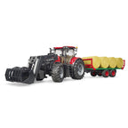 TRACTOR CASE IH OPTUM 300 CVX CU INCARCATOR FRONTAL SI REMORCA TRANSPORT CU 8 BALOTI - BRUDER (03198) - Libelula Vesela - Jucarii