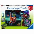 PUZZLE DINOZAURI IN SPATIU, 3X49 PIESE - RAVENSBURGER (RVSPC05127) - Libelula Vesela - Jucarii