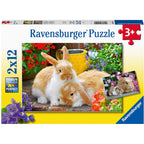 PUZZLE PORCUSOR DE GUINEA SI IEPURAS, 2X12 PIESE - RAVENSBURGER (RVSPC05144) - Libelula Vesela - Jucarii