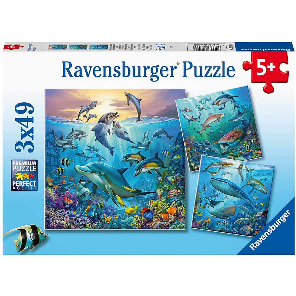 PUZZLE LUMEA SUBACVATICA, 3X49 PIESE - RAVENSBURGER (RVSPC05149) - Libelula Vesela - Jucarii