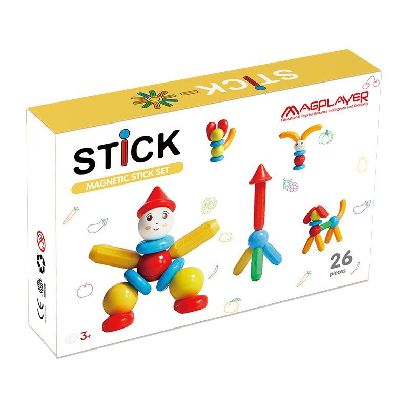 SET DE CONSTRUCTIE MAGNETIC - STICK (26 PIESE) - MAGPLAYER (MPO-26) - Libelula Vesela - Jucarii