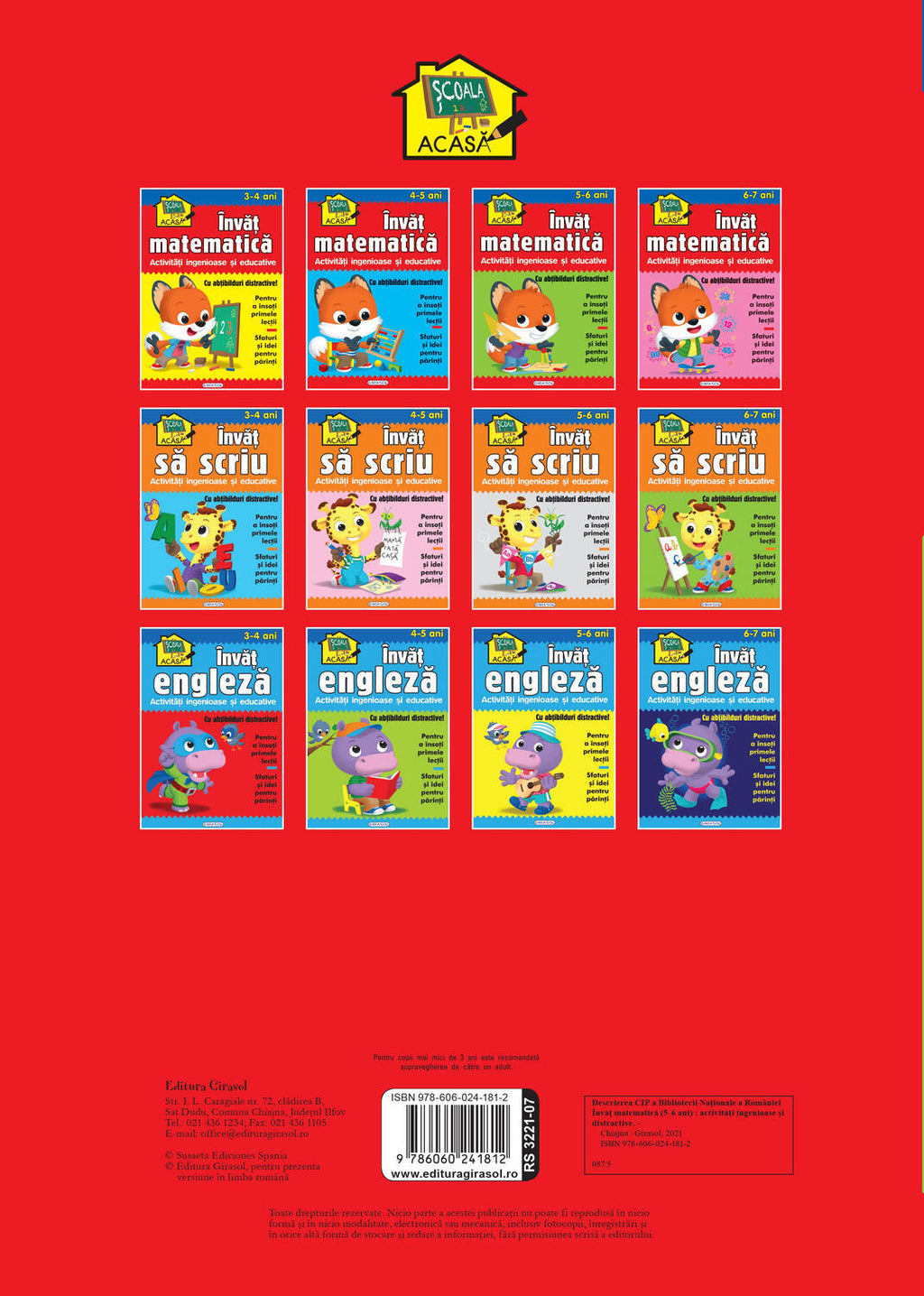 SCOALA ACASA - INVAT MATEMATICA 5-6 ANI - GIRASOL (978-606-024-181-2) - Libelula Vesela - Carti