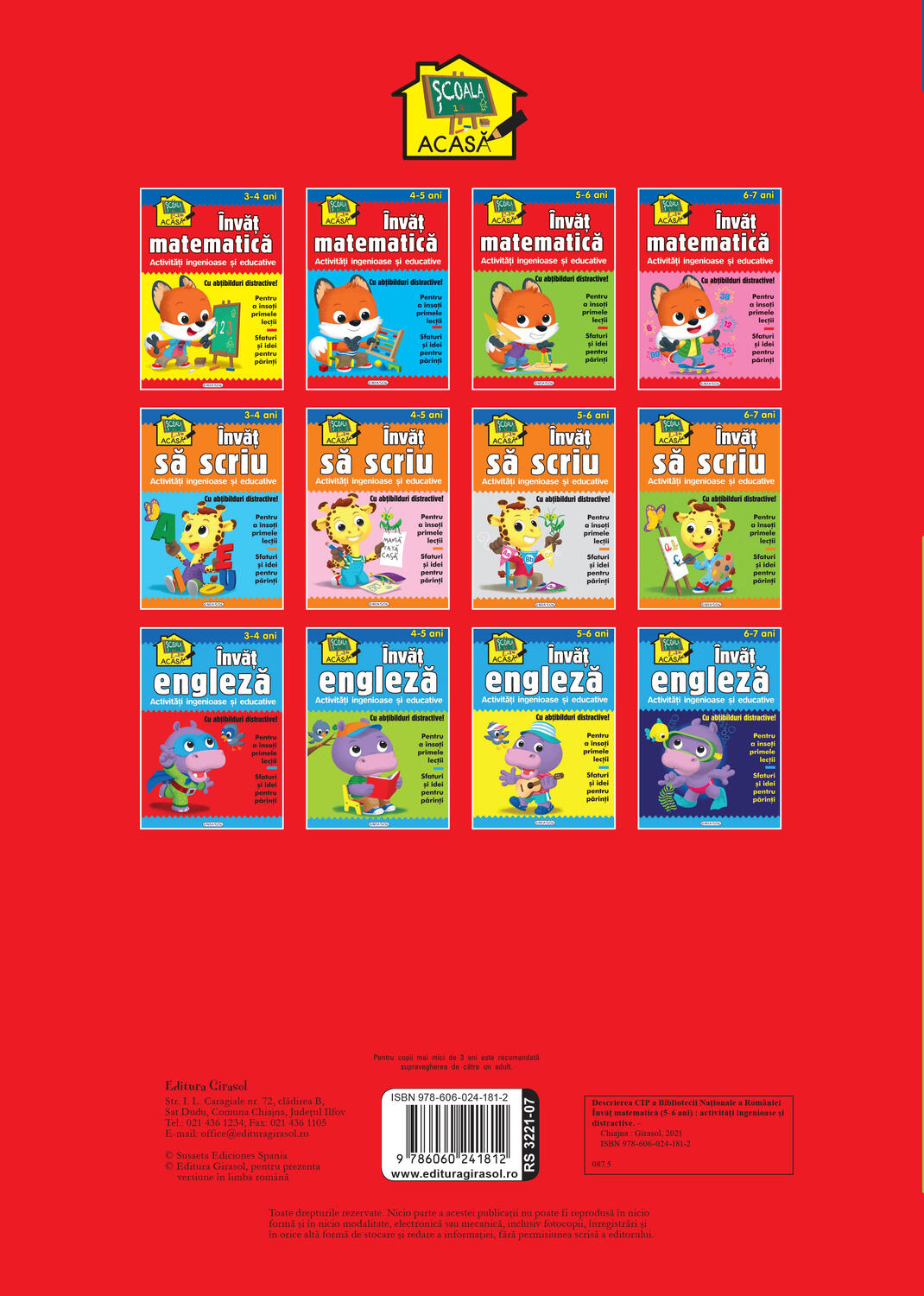 SCOALA ACASA - INVAT MATEMATICA 5-6 ANI - GIRASOL (978-606-024-181-2) - Libelula Vesela - Carti