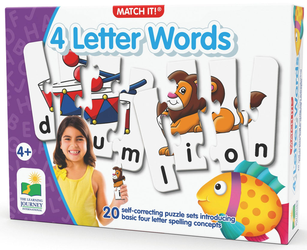 PUZZLE POTRIVESTE CUVINTELE DIN 4 LITERE - ENG - THE LEARNING JOURNEY (TLJ117354) - Libelula Vesela - Jucarii